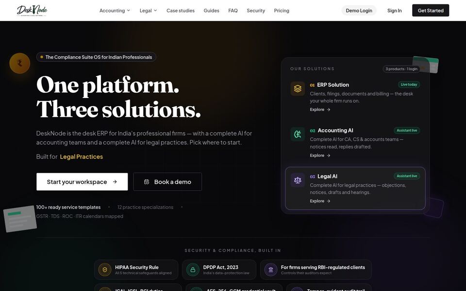 Screenshot of the DeskNode website